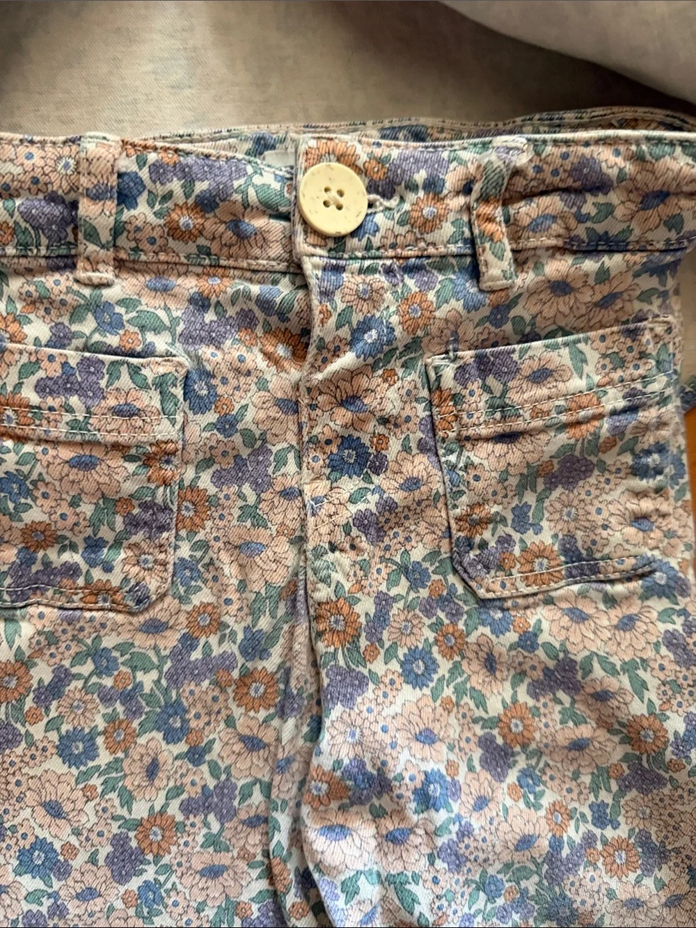 Zara girls adorable Floral denim twill pant jacket Set - Blue pink 2/3